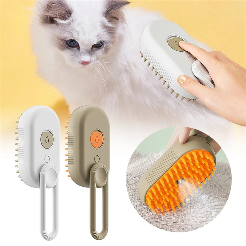 3-in-1 Cat Steam Brush – Electric Groomer & Massager